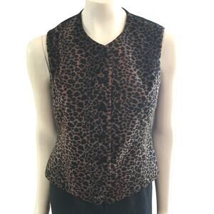 VTG 80s GARFIELD & MARKS Leopard Print Buttoned Waistcoat Vest SZ 8